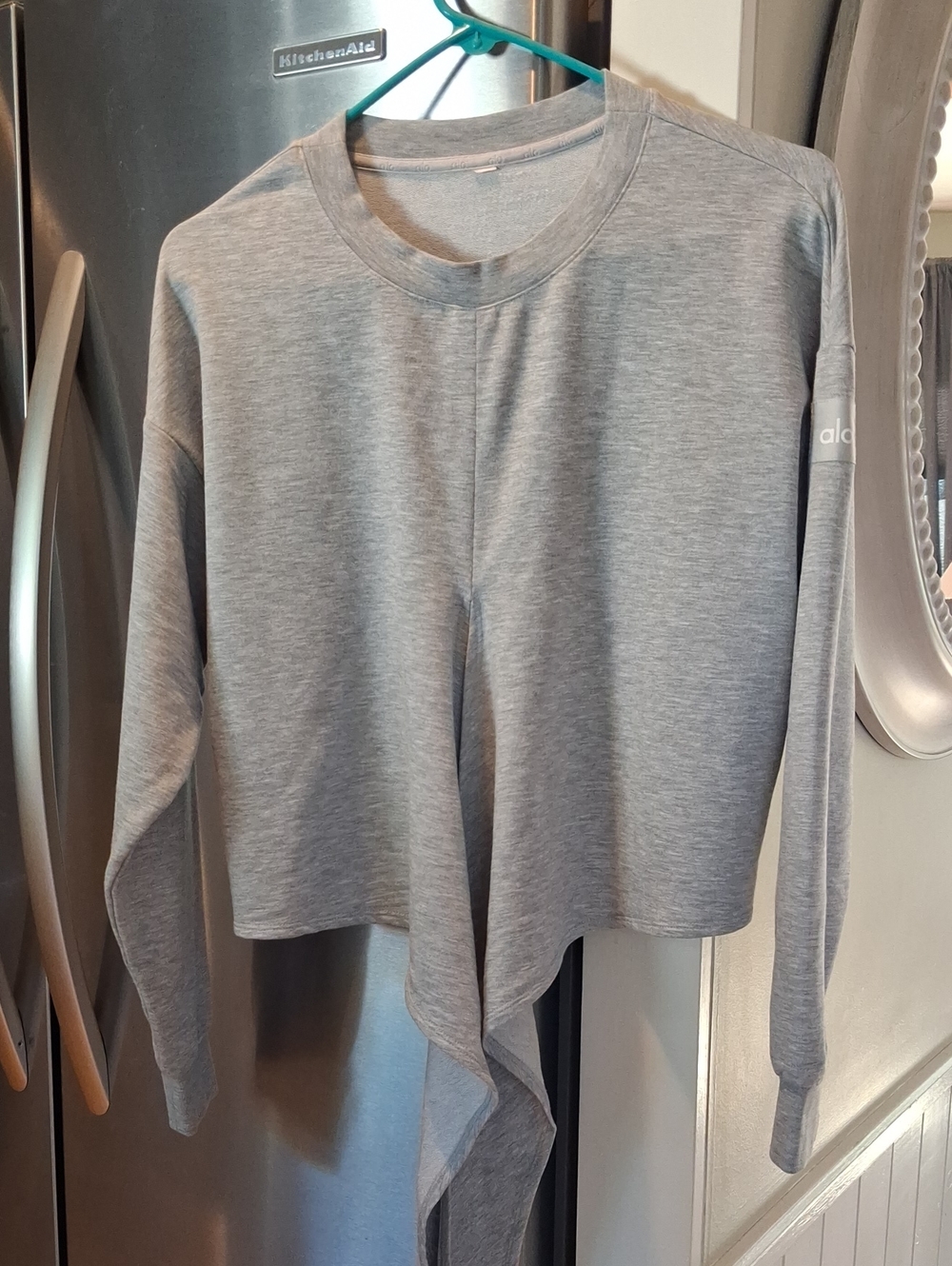 ALO Yoga Gray Asymmetrical Hem Long-Sleeve Pullover